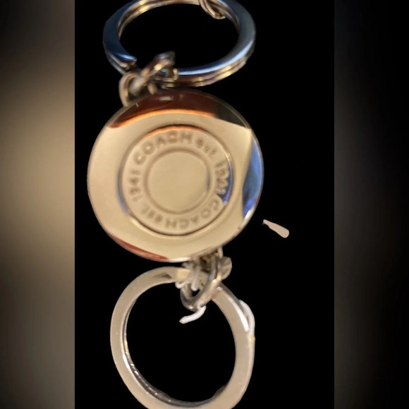 COACH Rainbow-Striped Turn Lock Keychain Purse Charm Double Ring PRIDE NWT - Picture 4 of 8